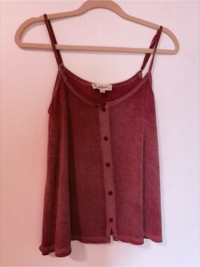 Cloud Chaser Wine Button-Front Spaghetti Strap Camisole